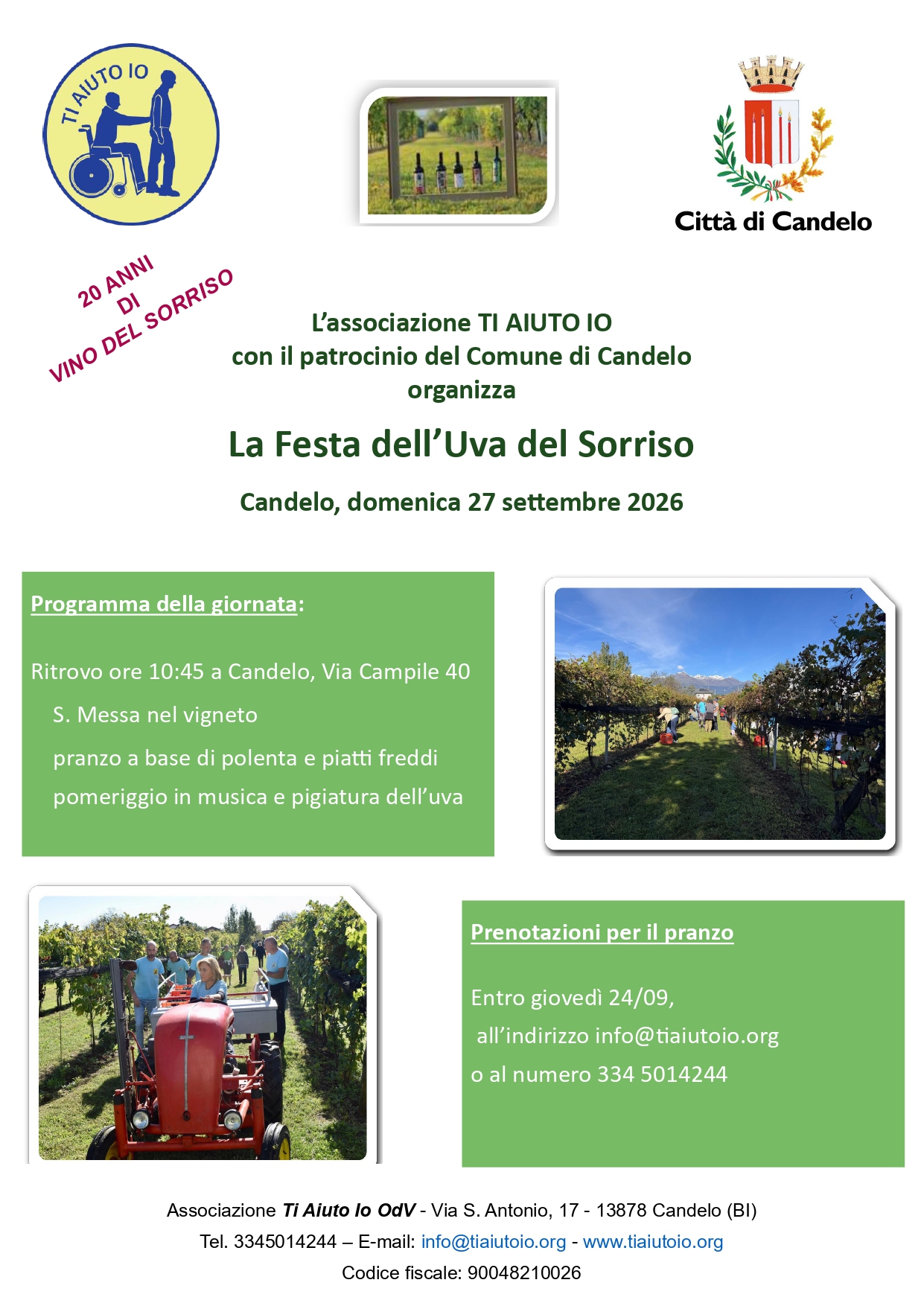 Festa dell’uva e del sorriso – domenica 27 settembre 2026